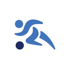 man with ball football logo vector icon illustration