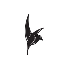 Bird. Silhouette of bird isolated on white background