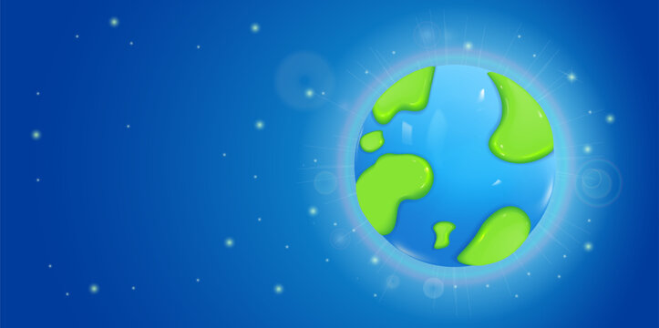 3d planet wide format banner with background, no text. Vector graphics. 3d render