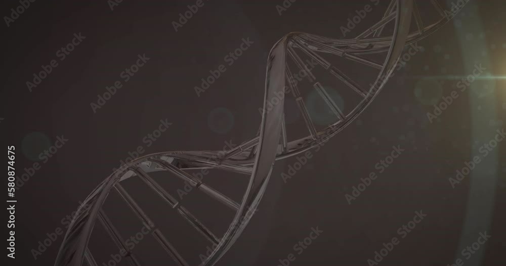 Poster animation of rotating dna helix against abstract background