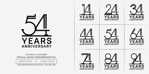 set of anniversary logotype black color for special celebration event
