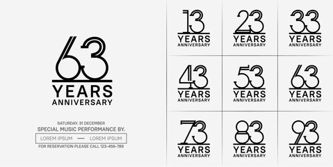 set of anniversary logotype black color for special celebration event