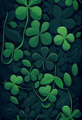 pattern seamless floral background, green leaves on a black background