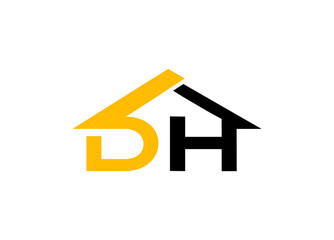 Initial Letter DH logo design template element, DH icon in a house shape