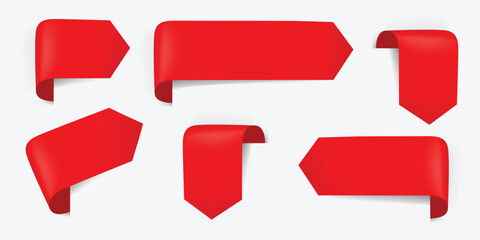 Set of Red sale tag ribbon banner for promotion shopping. Red ribbon for sale and discount offer.