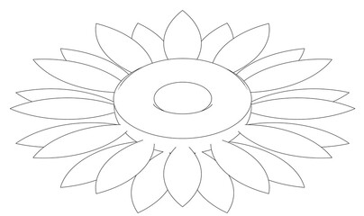 sunflower: black and white graphic design to be able to color it for schools, science lesson, workshops, courses, educational activities, creative drawings.