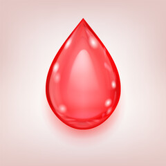 Obraz premium One big realistic water drop in red color with glares and shadow