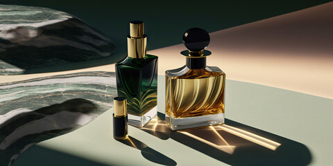 Stylish men's perfume, cologne composition. Generative AI - 580877216
