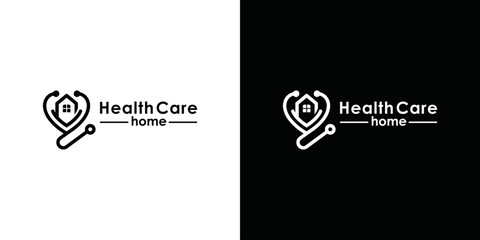 stethoscope and home health logo design template