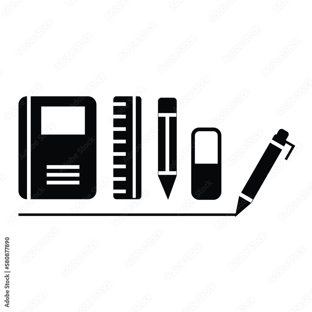 Poster notebook and pen icon. simple illustration of notebook and pen vector icon for web. educational icon