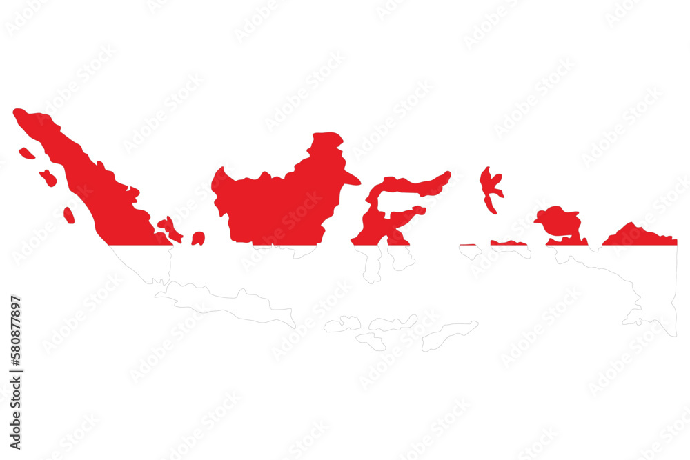Poster map of indonesia with the provinces, filled with a linear gradient. the islands that are part of ind