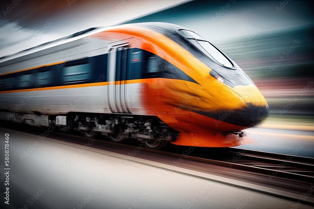 Poster rapid transit; blurred movement; photorealism; vivid color; high-speed generative ai