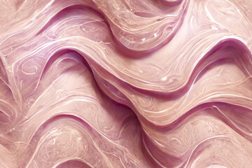 Abstract pink liquid glossy pattern, shiny wavy texture, seamless wallpaper, continuous background, generative ai