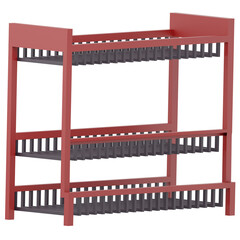 3d dish rack isolated on transparent background