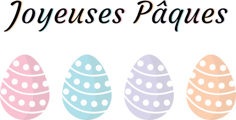 Joyeuses Pâques avec oeufs de couleurs, vecteurs