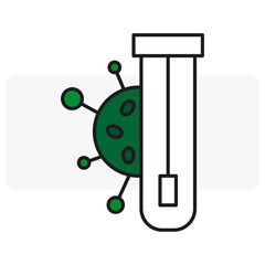 Doodle virus test tube for medical design. Vector illustration.