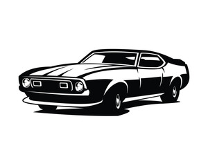Ford mustang Mach 1 car. silhouette vector design isolated on white background showing from front. Best for logo, badge, emblem, icon, sticker design, car industry. available in eps 10. - obrazy, fototapety, plakaty