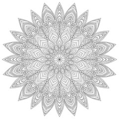 Luxury Mehndi Henna Drawing Circular Mandala pattern for tattoo, decoration premium product poster or painting. Decorative ornament in ethnic oriental style. Outline doodle hand draw illustration