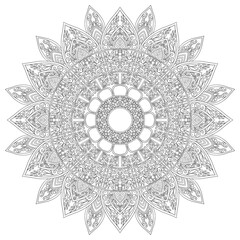 Luxury Mehndi Henna Drawing Circular Mandala pattern for tattoo, decoration premium product poster or painting. Decorative ornament in ethnic oriental style. Outline doodle hand draw illustration