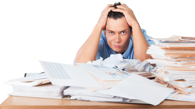 Portrait of an Exhausted Employee - Powered by Adobe