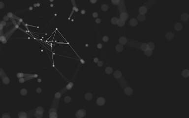 Abstract background. Molecules technology with polygonal shapes, connecting dots and lines. Connection structure. Big data visualization.