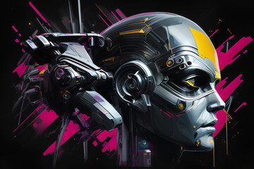Fototapeta premium ai-generated illustration of a cyborg robot 