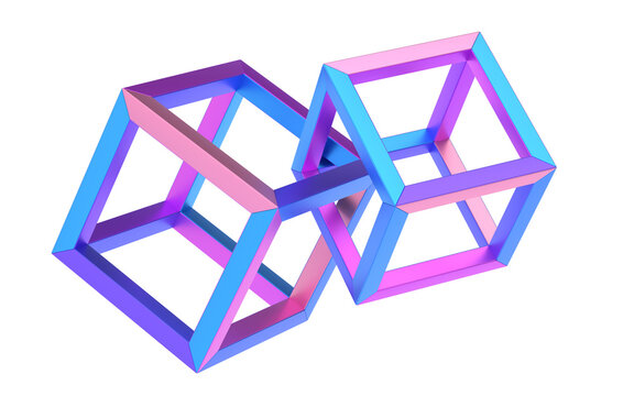 Colorful cubes, 3d render