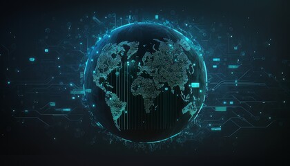 Obraz premium World in Cyber Space, Technology World, The Greater World