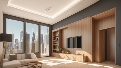 Fototapeta na wymiar Contemporary clean interior design for home, office, apartment AI Generative