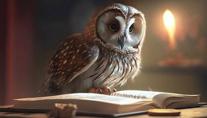 Cute Owl Reading a Book Generative Art