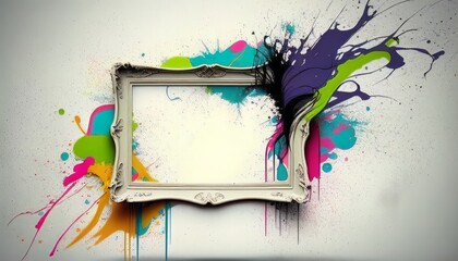 Picture Frame with Expressive Colorful Art, Explosion of Color, Background Illustration