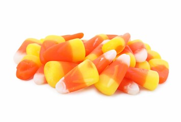 Delicious colorful candies on white background. Halloween sweets
