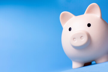 piggy bank on blue background. Finance & Investment Content