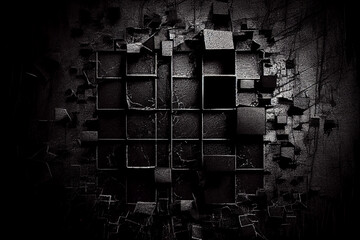 black abstract background, square patches, grunge texture