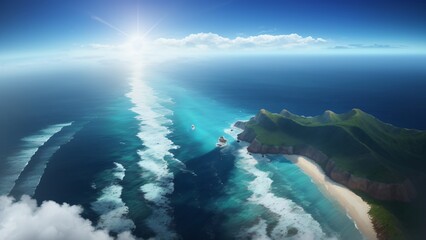 Aerial photo of beautiful paradise island. blue turquoise water AI Generative