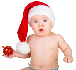 Cute Santa Claus boy on background