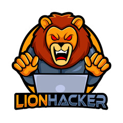 lion hacker animal mascot logoBasic RGB