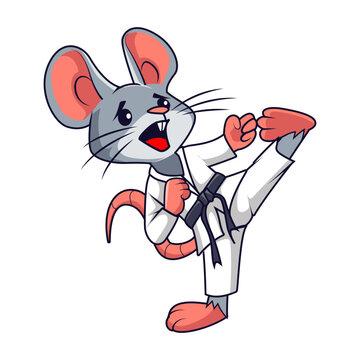 cute mouse animal cartoon karate