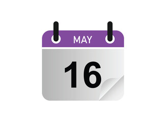 16th May calendar icon. May 16 calendar Date Month icon vector illustrator.