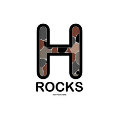 Letter h with rocks logo template illustration