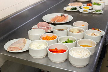 group of vegetables before preparation on the chef's table