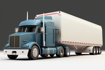  large retro truck with a sleeper section and an aerodynamic extension carrying a trailer, Generative AI	