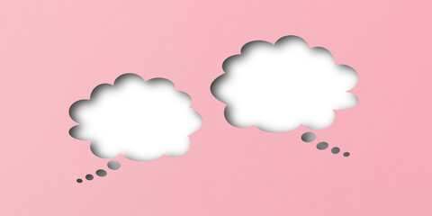 Pink paper cut out shape speech bubble transparent background