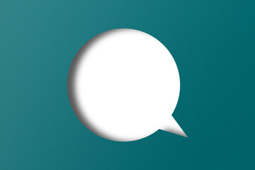 Green paper cut out shape speech bubble transparent background