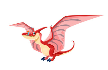 Cartoon Pterodactyl or Pteranodon dinosaur character. Paleontology monster, Jurassic era or prehistoric lizard. Extinct beast, ancient wildlife Pterodactyl flying dinosaur vector funny personage © Vector Tradition