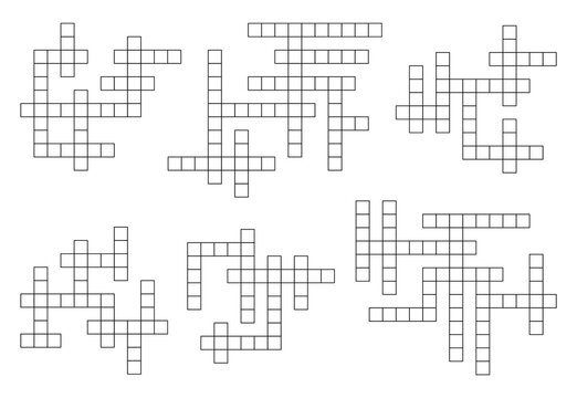 Crossword game grid, blank boxes for word riddle or puzzle quiz, vector template. Crossword empty square boxes vertical and horizontal cross grid for newspaper game quiz or crossword layout