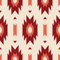 Aztec Navajo colorful vintage red pattern. Vector aztec Navajo geometric seamless pattern background. Ethnic southwest pattern use for fabric, textile, home decoration elements, upholstery, wrapping.