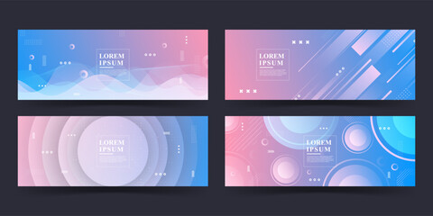 Fototapeta premium banner background. colorful.lines .gradient pink and blue. geometric set collection eps 10