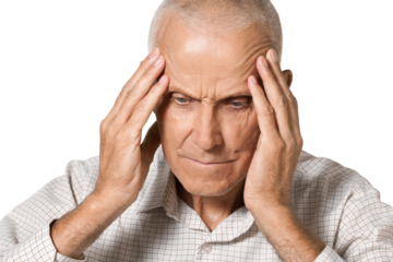 Portrait of a Senior Man Having Headache , Thinking