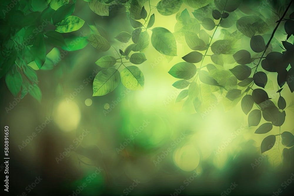 Poster background of abstracted, hazy nature with bokeh for original designs. natural forest background wit